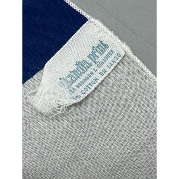 Vintage Blue & White Geometric Pattern Textile Fabric cotton square sheer READ - Picture 7 of 7